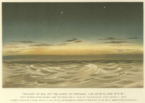 Twilight at sea off the Coast of Portugal, Latitude 40° 29 N, Longitude 10° 0 W  af English School