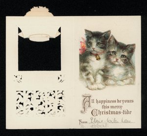 To killinger, julehilsenskort. (chromolitho) af English School