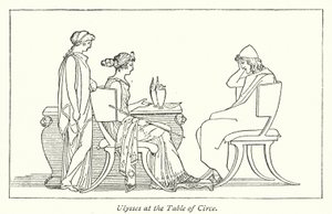 Ulysses ved Circe-bordet (litho) af English School