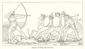 Ulysses dræber bejlerne (litho) af English School