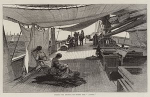 Under markisen om bord på "Undine" (gravering) af English School
