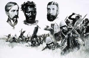 Uidentificerede britiske jægere og indfødte krigere af English School