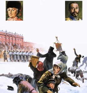 Uidentificeret scene fra den russiske revolution i 1905 af English School
