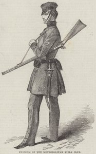 Uniform fra Metropolitan Rifle Club (gravering) af English School