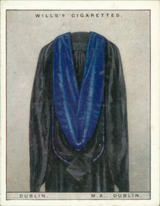 Universitetshætter og -kjoler: Dublin Universitet, Master of Arts, MA, Dublin (farvelitografi) af English School