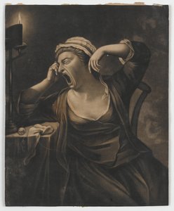 Uden titel (kvinde gaber), ca. 1780 (mezzotint) af English School