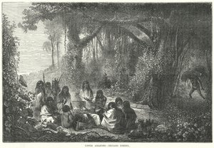 Øvre amazoner - indianere, der spiser (stik) af English School