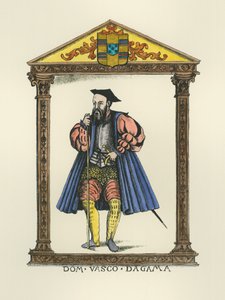 Vasco da Gama (ca. 1469-1525) (gravering) (senere farvelægning) af English School