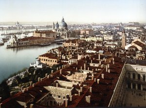 Veduta dal Campanile, Venedig (håndfarvet foto) af English School