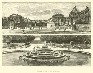 Versailles Palace and gardens  af English School