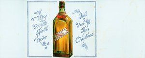 Sehr alte Highland-Whiskyflasche, Weihnachtskarte