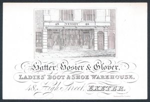 Veysey, hattemager, strømpebukser & glover, byttekort af English School