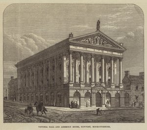 Victoria Hall og forsamlingslokaler, Newport, Monmouthshire (gravering) af English School