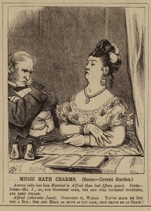 Victoriansk par i Covent Garden Opera House, London (gravering) af English School