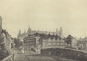 Udsigt fra Old Barnes Pool Bridge (gravure) af English School