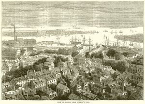 Udsigt over Boston fra Bunkers Hill af English School