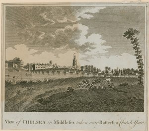 Udsigt over Chelsea i Middlesex taget nær Battersea Church Yard af English School