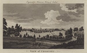 Udsigt over Chertsey, Surrey (gravering) af English School