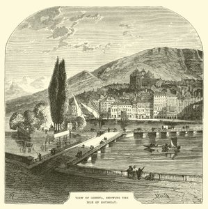 Udsigt over Genève, der viser Isle of Rousseau af English School