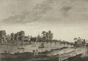 Udsigt over Hampton Court fra den modsatte bred af Themsen af English School