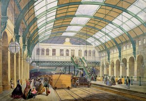 Udsigt over Kings Cross Underground Station, ca. 1865 af English School