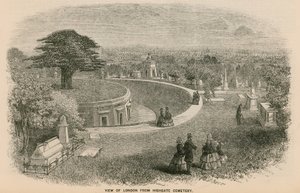 Udsigt over London fra Highgate Cemetery af English School