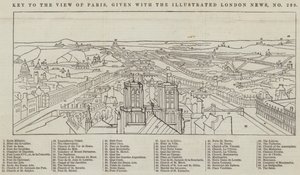 Udsigt over Paris, givet med The Illustrated London News (gravering) af English School