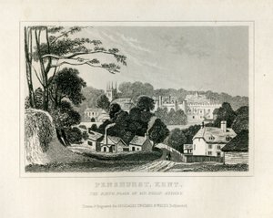 Udsigt over Penshurst, Kent, ca. 1840 af English School