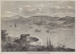 Udsigt over Point Levi, fra Battlements of Quebec (gravering) af English School