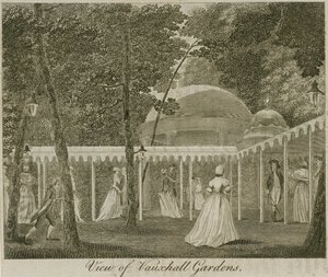 Udsigt over Vauxhall Gardens, London af English School