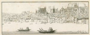 Udsigt over Westminster Palace, London, den 27. marts 1652 af English School