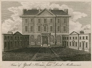 Udsigt over York House (senere Albany), afdøde Lord Melbournes hus af English School