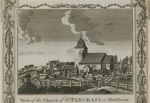 Udsigt over kirken St. Pancras af English School