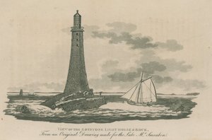 Ansicht des Edystone-Leuchtturms und Felsens von English School