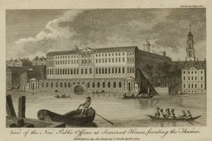 Udsigt over de nye offentlige kontorer i Somerset House, foran Themsen af English School