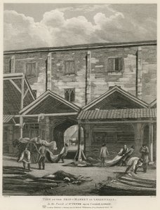 Udsigt over Skin Market i Leadenhall, i Parish of St Peter upon Cornhill, London af English School
