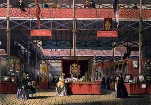 Udsigt over Spaniens og Portugals sektioner af den store udstilling i 1851, fra Dickinson