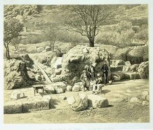 Udsigt over Mars-templet, fra A History of Discoveries at Halicarnassus, Cnidus, & Branchidae, af Charles Thomas Newton (1816-94) udgivet 1862 af English School