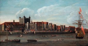 Udsigt over tårnet, ca. 1700 (olie på panel) af English School