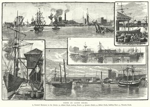 Udsigt i Leith Docks (gravering) af English School