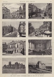 Udsigt over Belfast, Ulster, Irland (litho) af English School