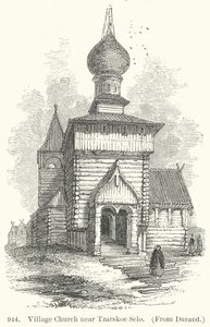 Landsbykirke nær Tzarskoe Selo (gravering) af English School