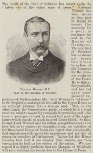 Viscount Wolmer, MP, arving til jarldømmet Selborne (gravering) af English School