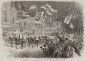 Besøg af prinsen af Wales til Clumber, Hans Kongelige Højhed, der passerer gennem Worksop (gravering) af English School