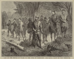 Besuch des Prinzen von Wales beim Herzog von Hamilton, die königliche Gesellschaft in den Jagdgründen von English School