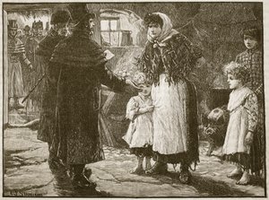 Besøg af Tithe Proctor, Irland, 1832, illustration fra Cassells Illustrated History of England (sepia foto) af English School