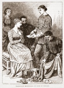 Waldensiske missionærer i skikkelse af Pedlars, illustration fra The History of Protestantism af James Aitken Wylie (1808-1890), pub. 1878 af English School
