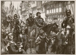 Wallace på vej til Westminster Hall, illustration fra Cassells Illustrated History of England (sepia foto) af English School