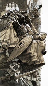 Waltheof, den sidste engelske jarl, i kamp med normanniske soldater af English School