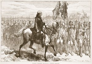 Warren Hastings gennemgår Pearses kolonne, illustration fra Cassells Illustrated History of India af James Grant, pub. 1879 af English School